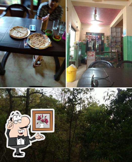 The photo of interior and exterior at Thapa’s Hut