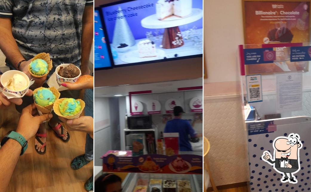 Take a seat at one of the tables at Baskin Robbins