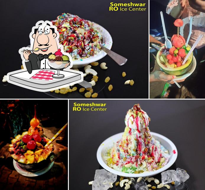 Someshwar RO + alkaline Ice Centre serves a selection of sweet dishes