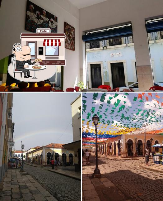 Confira a imagem ilustrando exterior e interior no Restaurante Self-Service Reviver