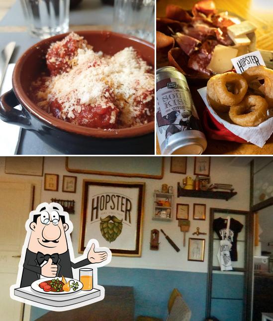 La immagine della cibo e tavolo da pranzo di Hopster Birreria