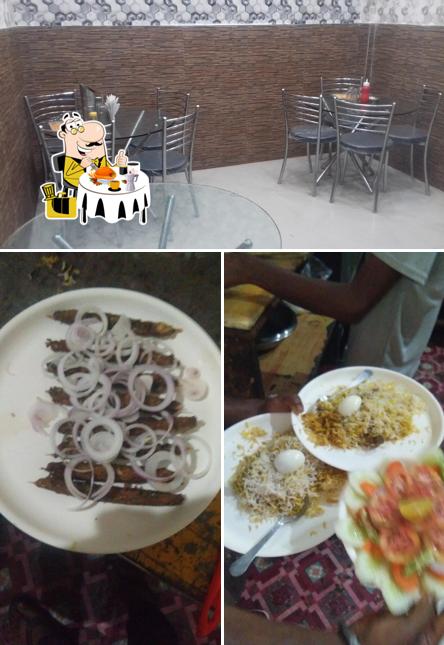 Check out the image depicting food and interior at Biryani Junction