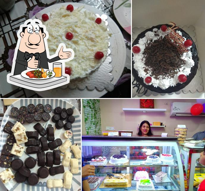 Chocolate cake and cheese plate at Vidya's Bakery