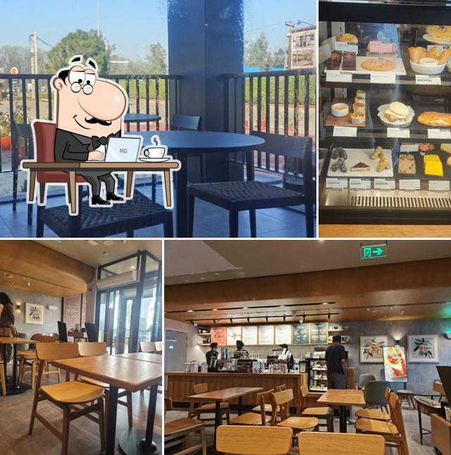 The interior of Starbucks