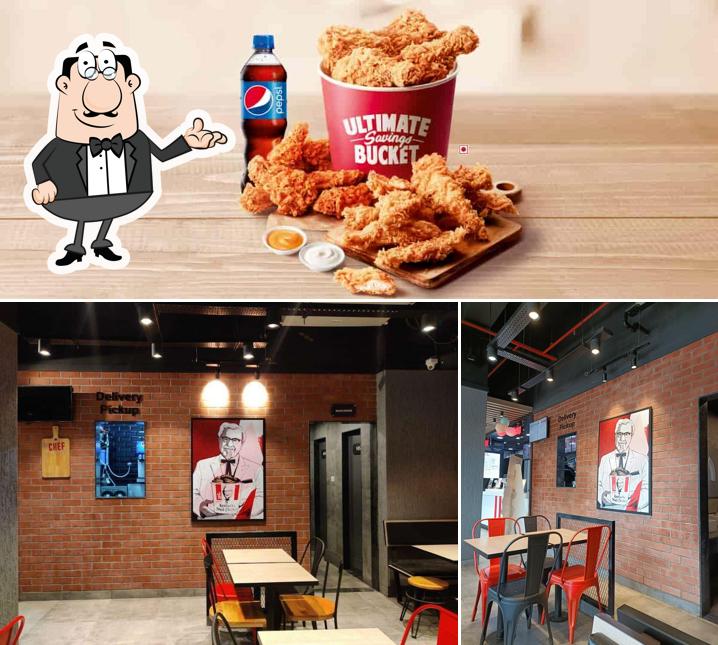 Take a look at the photo showing interior and beverage at KFC