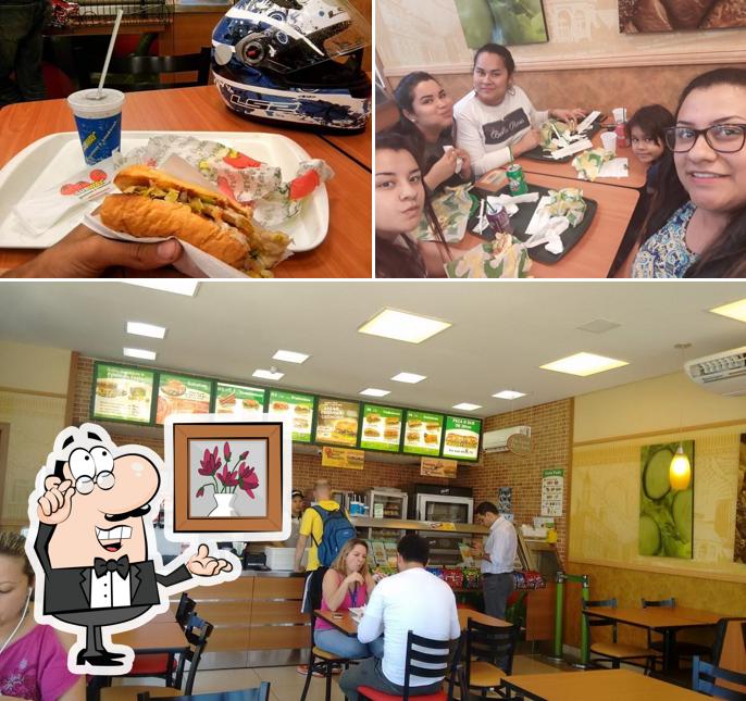 A ilustração do Subway’s interior e comida