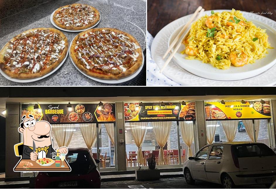 La cibo e esterno del ristorante