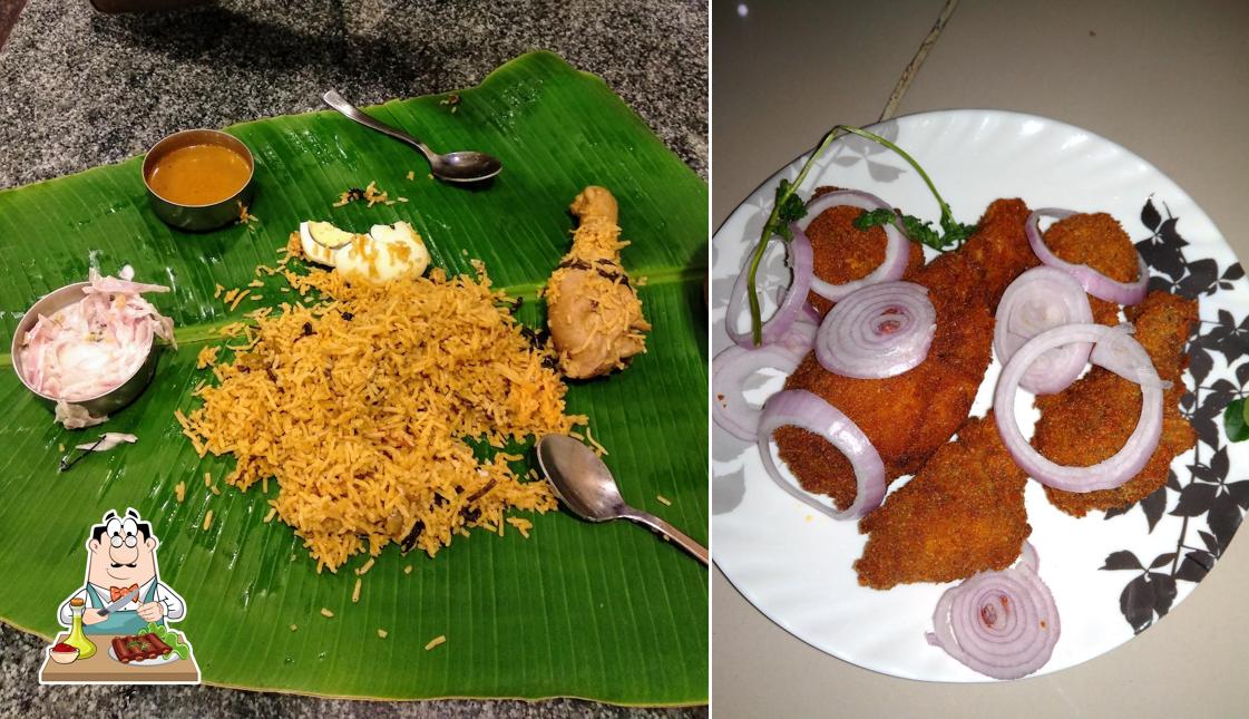 Get meat dishes at Hotel Dhanalakshmi