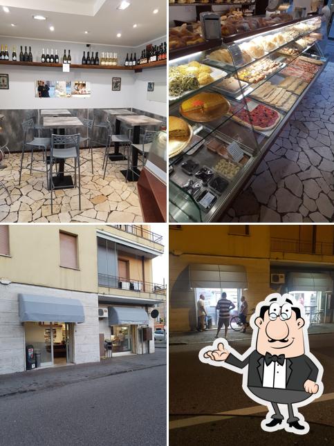 Tra le diverse cose da Forno Madonnina Caffetteria Gastronomia si possono trovare la interni e esterno
