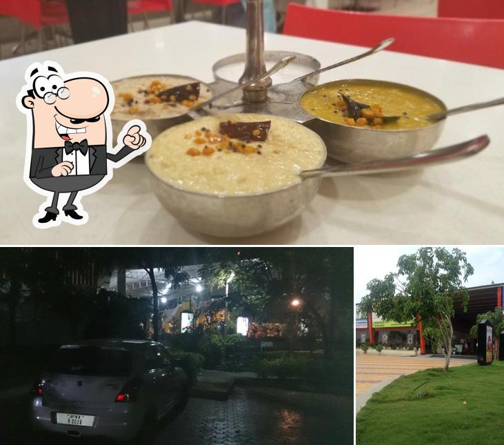 The restaurant's exterior and food