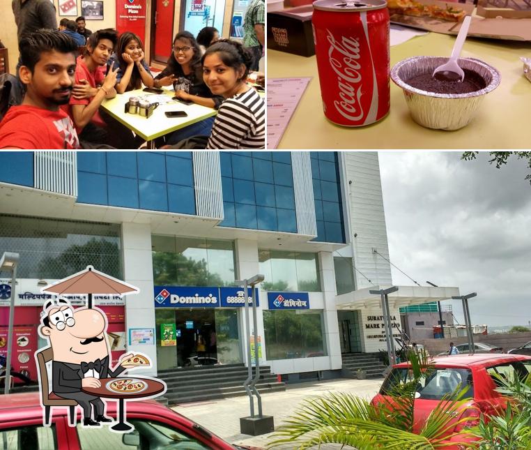Take a look at the image depicting exterior and beverage at Domino's Pizza Hinjawadi Village, Pune