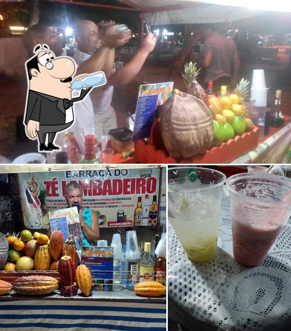 A ilustração da bebida e comida no Barraca do Zé Lambadeiro