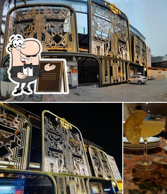 The restaurant's exterior and beverage