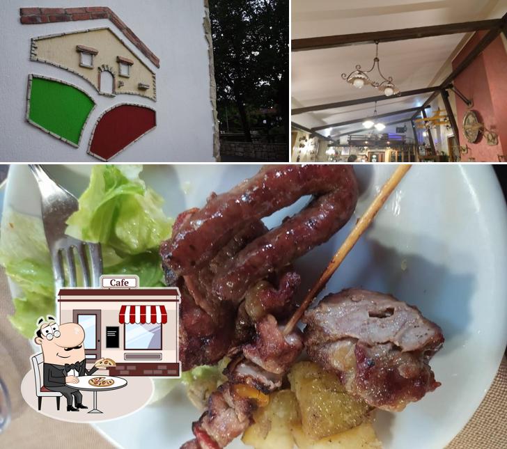 La esterno e cibo del ristorante