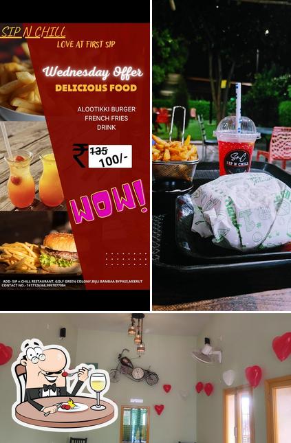 Take a look at the picture depicting food and interior at Sip N Chill