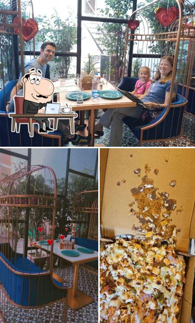 The restaurant's interior and food