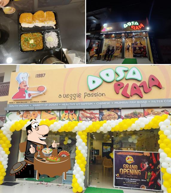 The image of food and interior at Dosa Plaza