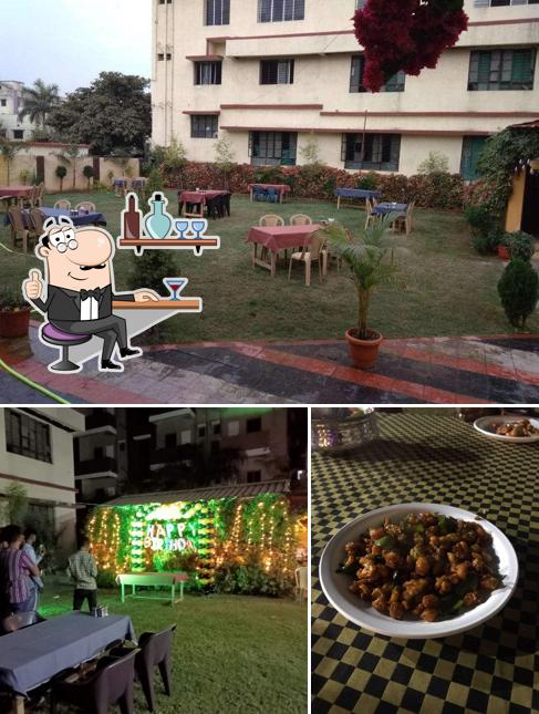 The interior of Srushti Lawn and Garden Restaurant