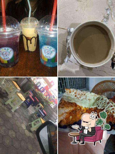 This is the picture showing interior and drink at Tinku's
