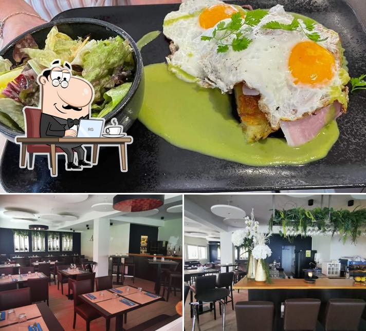 Questa è la immagine che raffigura la interni e cibo di Auberge de Plan-les-Ouates