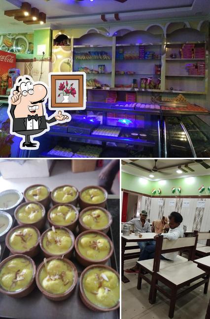 Among various things one can find interior and food at Kanha Sweets