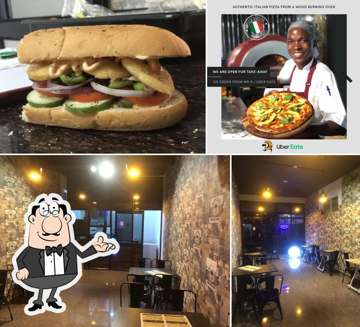 Check out the picture displaying interior and food at Oven house pizzeria