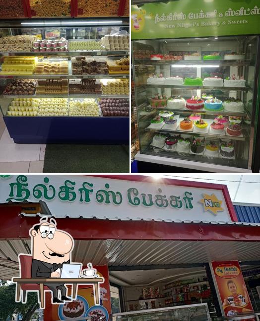 Among different things one can find interior and food at New Nilgiris Bakery