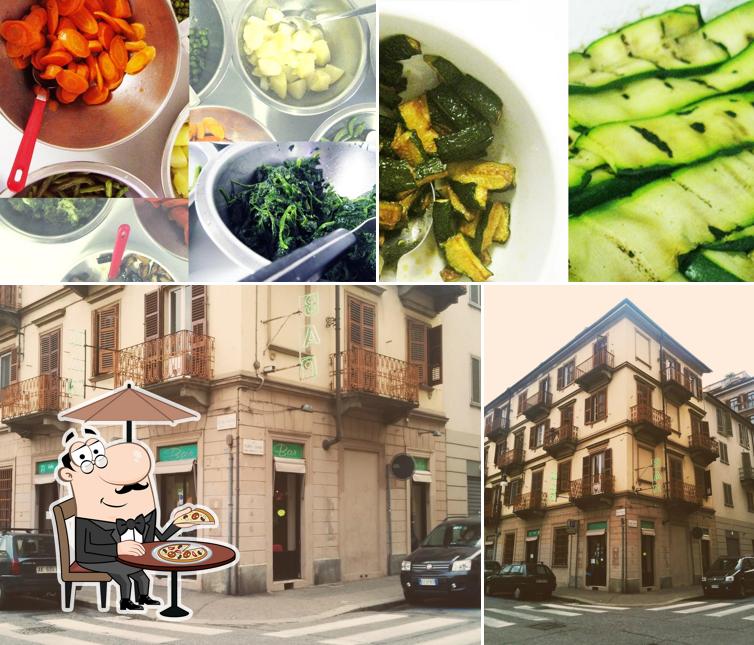 La esterno e cibo del ristorante