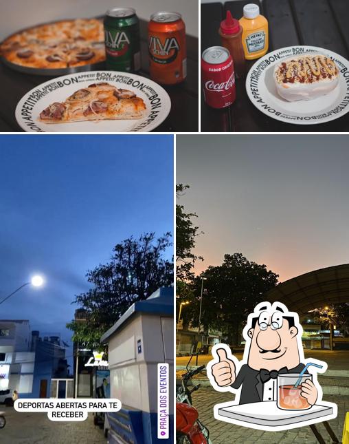 A bebida e exterior do restaurante