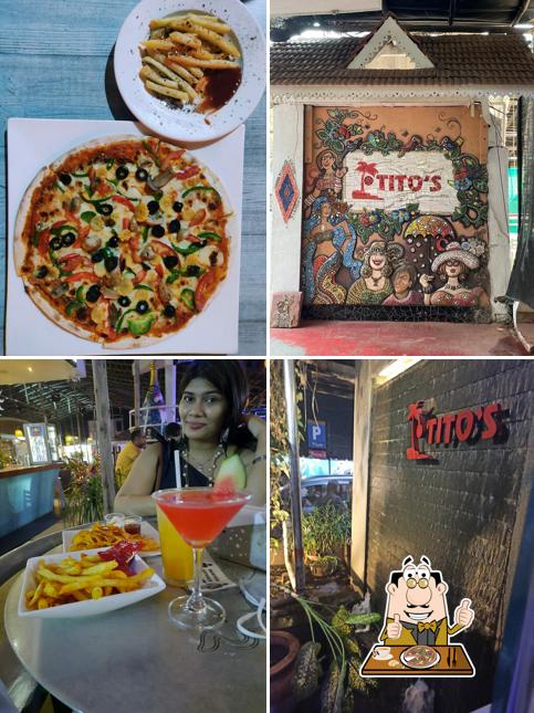 Try out pizza at Titos Courtyard