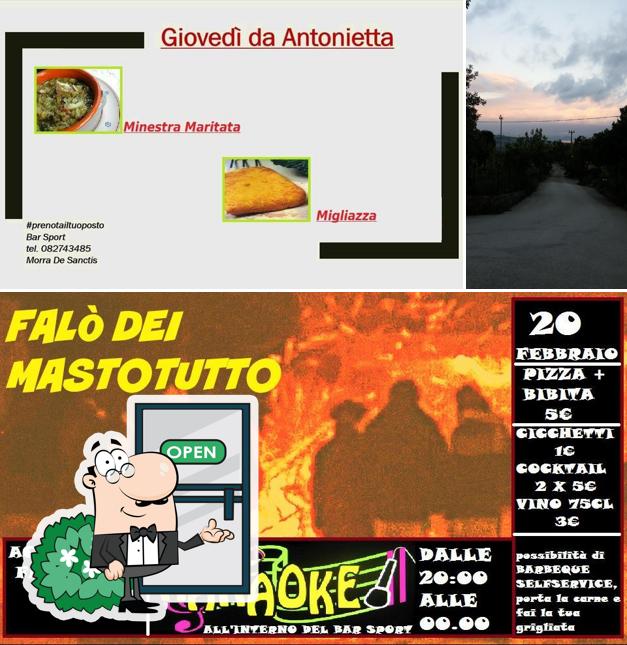 La esterno e cibo del ristorante