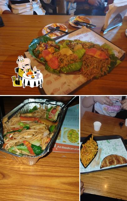 The restaurant's food and dining table