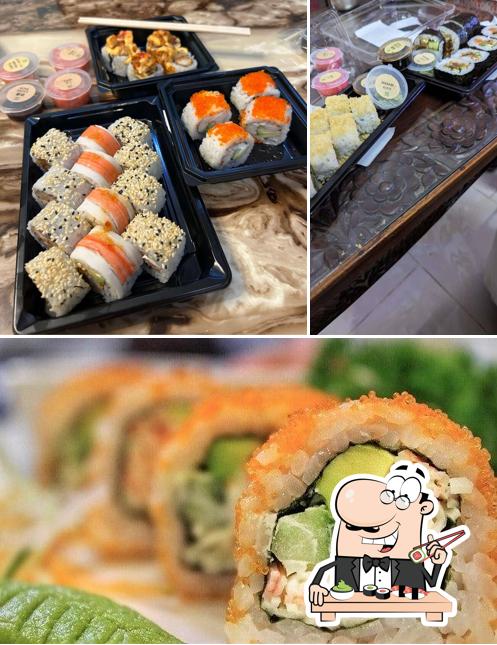 Sushi rolls are served at Sushiya