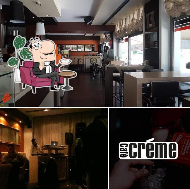 Dai un’occhiata alla foto che presenta la interni e cibo di Creme Cafe