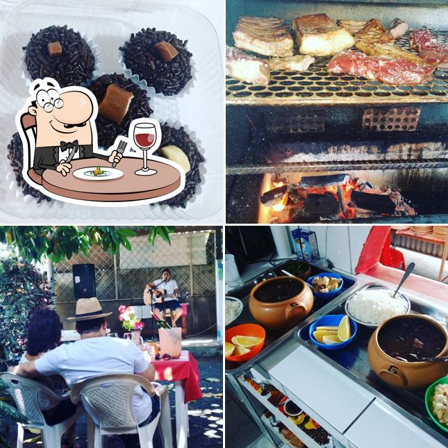 Confira a foto mostrando comida e interior no Feijoada do waldemar