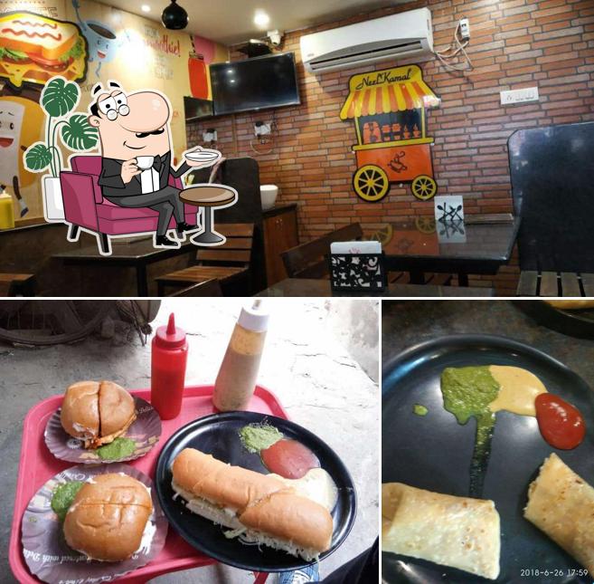 Take a seat at one of the tables at Neelkamal snacks and coffee bar
