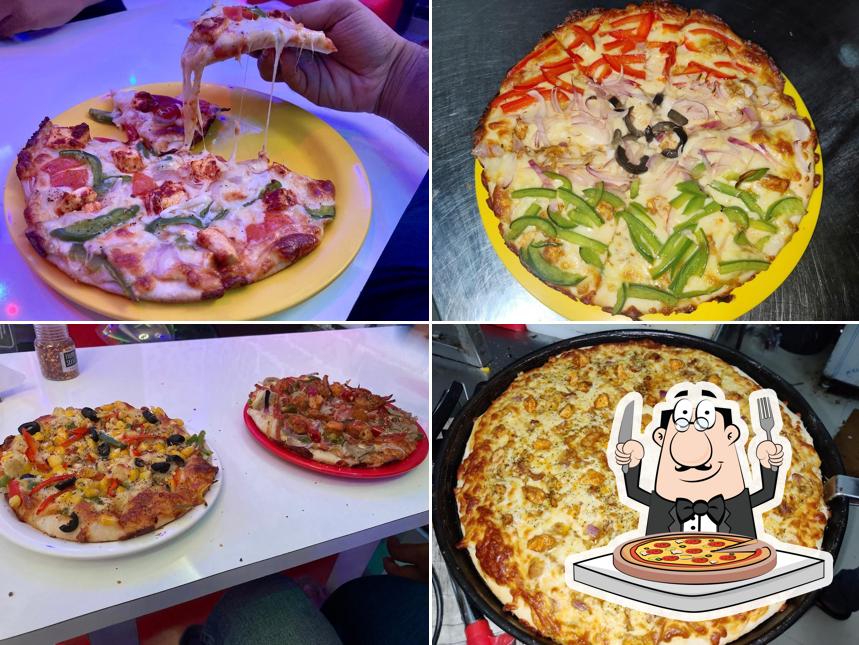 Pick various types of pizza