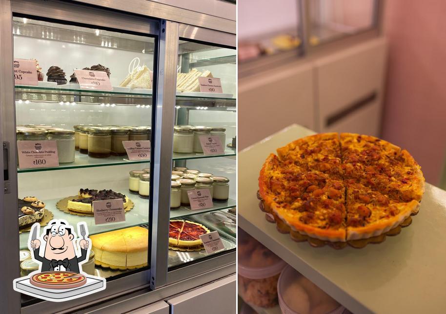 Get pizza at Puddin' Tales