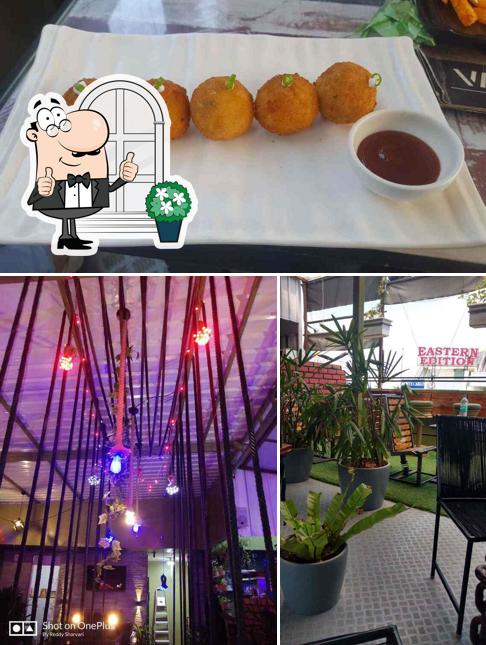 The restaurant's exterior and food