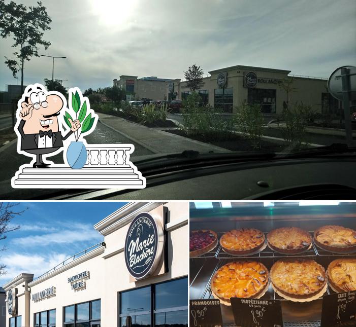 Parmi les diverses choses de la extérieur et la dessert, une personne peut trouver sur Marie Blachère Boulangerie Sandwicherie Tarterie