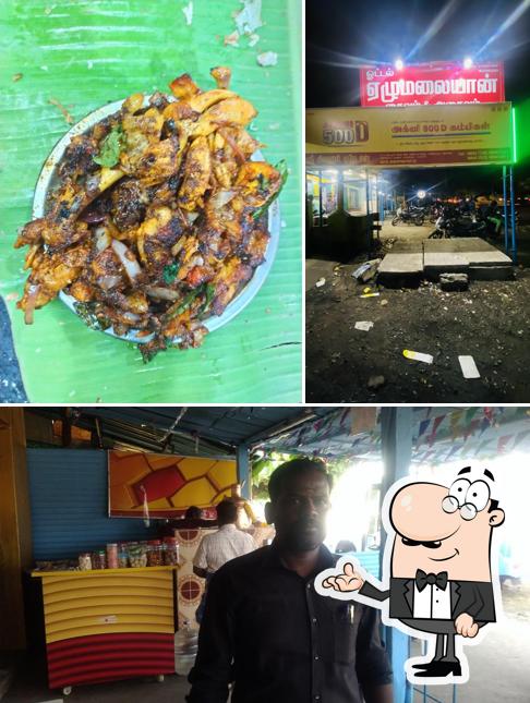 This is the image displaying interior and food at EZHUMALAIYAN HOTEL