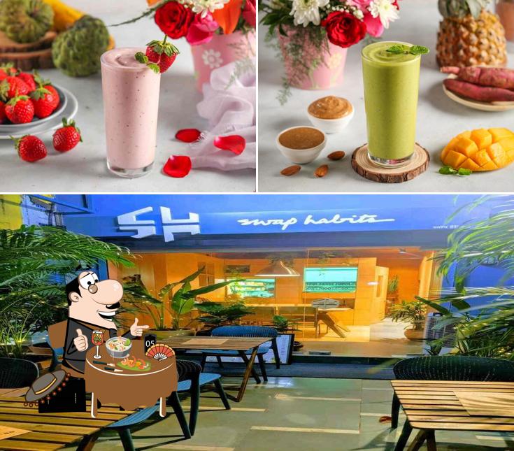 The picture of food and interior at Swap Habits