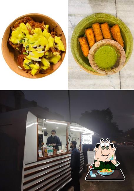 Take a look at the image showing food and interior at Bhayla Best dosa chai jalebi chaat pav bhaji and shakes