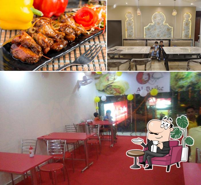Take a look at the image showing interior and food at Arabecue fried chicken