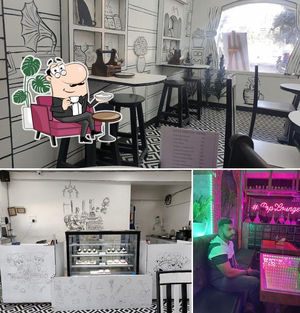 The interior of Paper art cafe - Cafe / Best Cafe / Coffee cafe / Best Lounge / 2d Cafe in Jammu