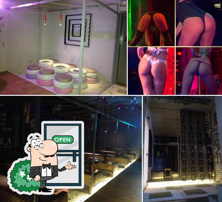 The image of exterior and food at 4 Play Lounge