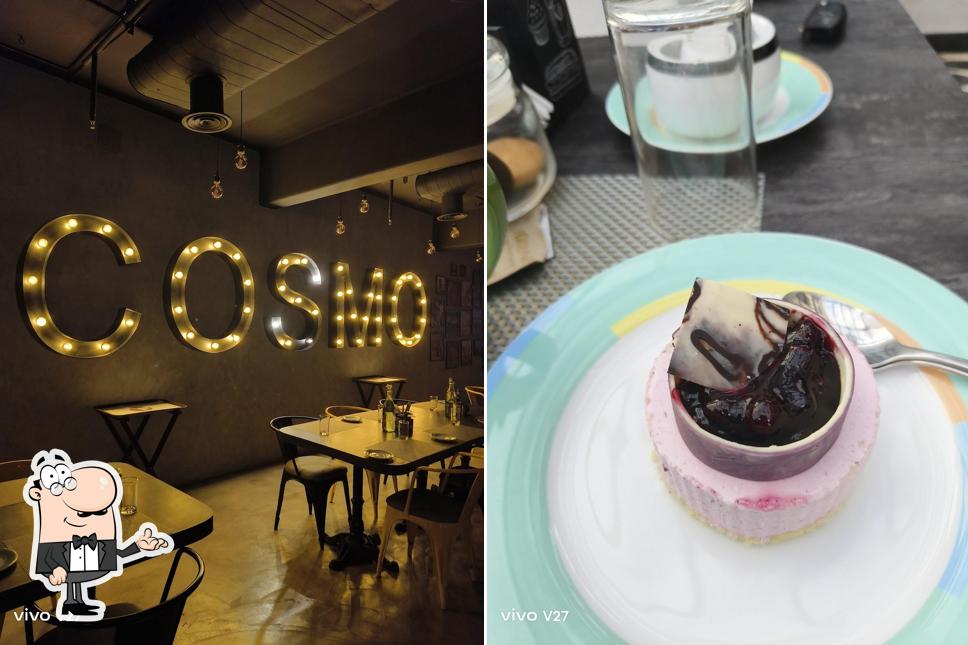 Take a seat at one of the tables at Cosmo Cafe