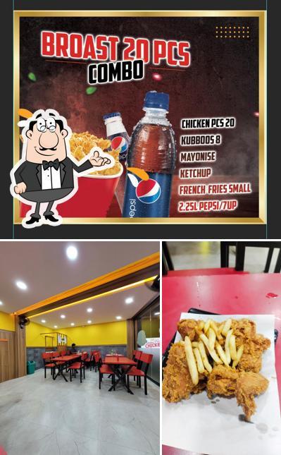Among various things one can find interior and beverage at Crispy Broast