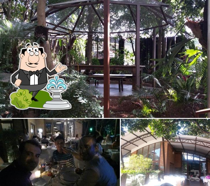 A ilustração do Forneria Capannone’s exterior e balcão de bar