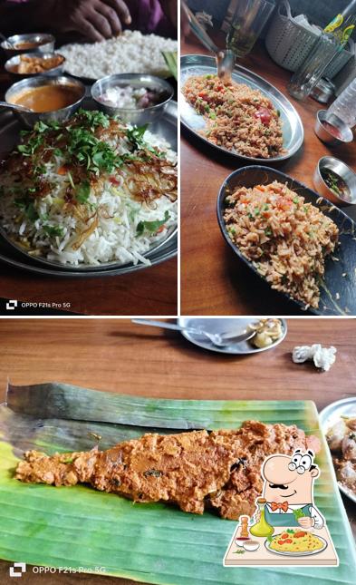 This is the picture depicting food and interior at Suprabhatha Bar